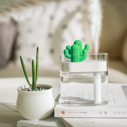 Ultrasonic Air Humidifier Clear Cactus Light  Aroma Diffusor Anion Mist Maker