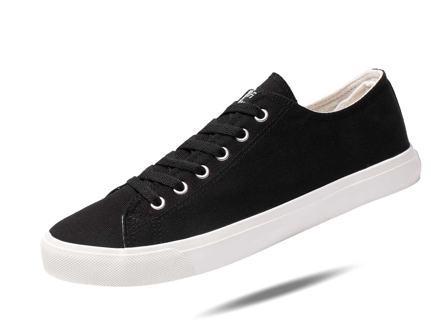 Retro Black/White Canvas Sneakers - Cushioned Insole