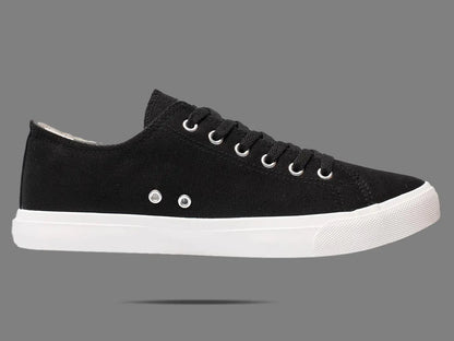 Retro Black/White Canvas Sneakers - Cushioned Insole