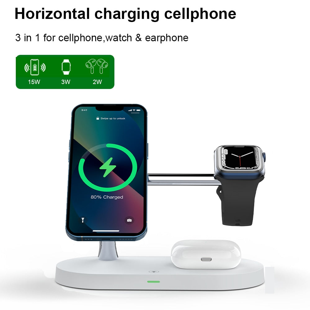 3-in-1 Wireless Magsafe Charger Stand Air Pods iPhone Apple Watch Night Light