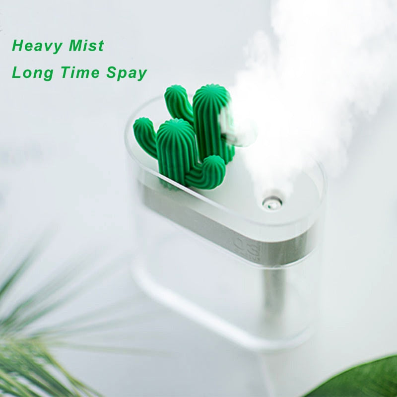 Ultrasonic Air Humidifier Clear Cactus Light  Aroma Diffusor Anion Mist Maker