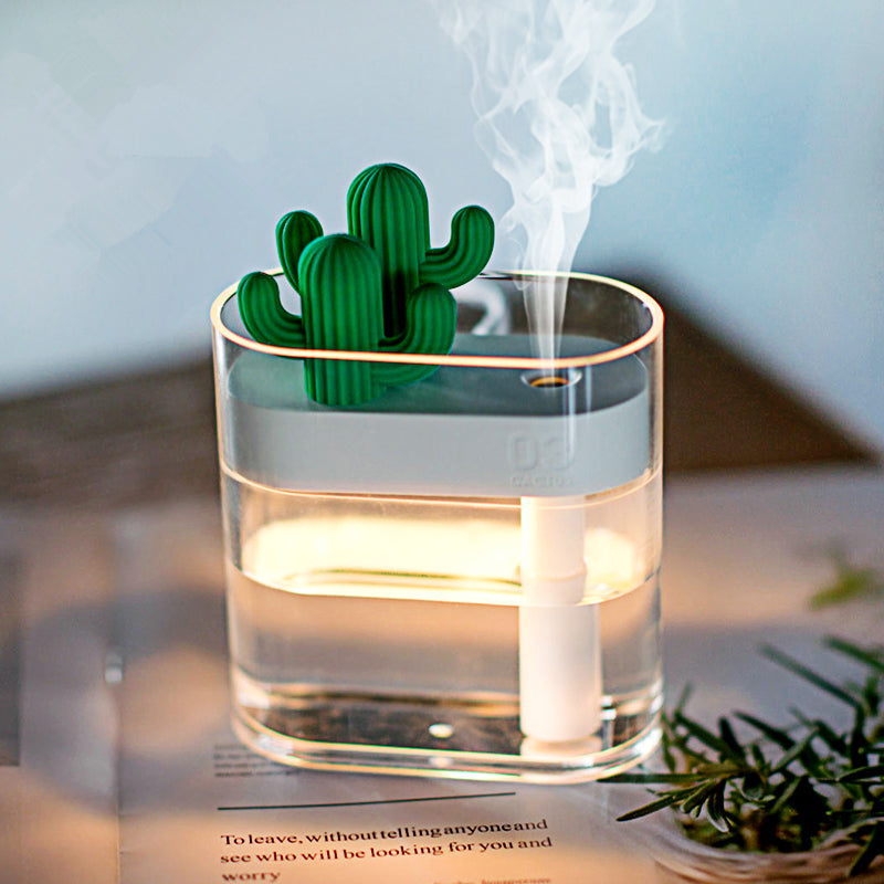 Ultrasonic Air Humidifier Clear Cactus Light  Aroma Diffusor Anion Mist Maker