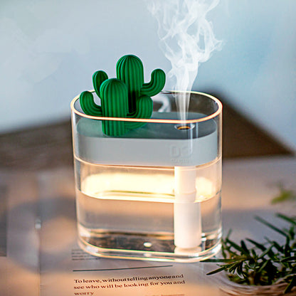 Ultrasonic Air Humidifier Clear Cactus Light  Aroma Diffusor Anion Mist Maker