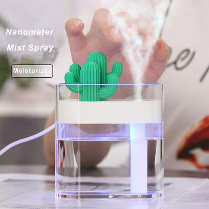 Ultrasonic Air Humidifier Clear Cactus Light  Aroma Diffusor Anion Mist Maker